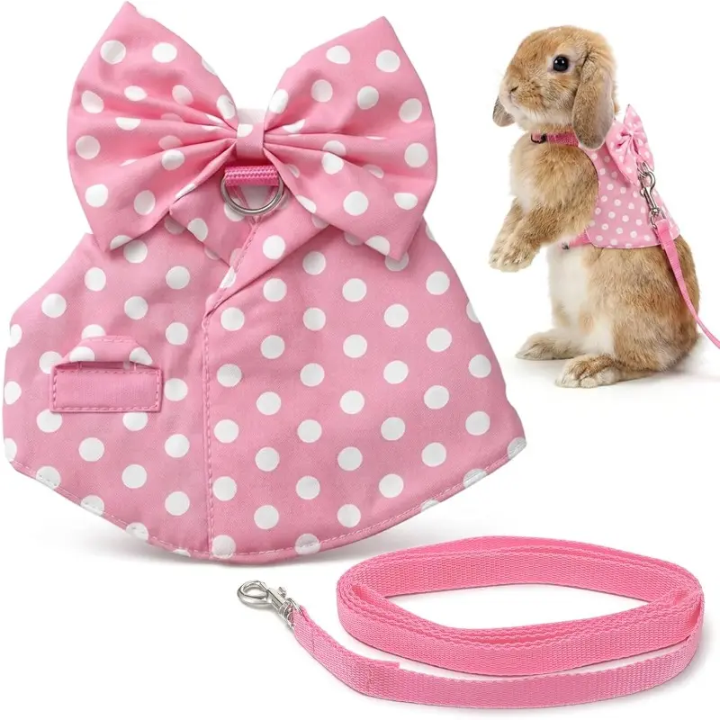 Bunny Clothes Soft Rabbit Harnesses and Leash Set for Rabbits Adjustable Straps for Rabbits Guinea Ferret Small Pets Kittens Pigs