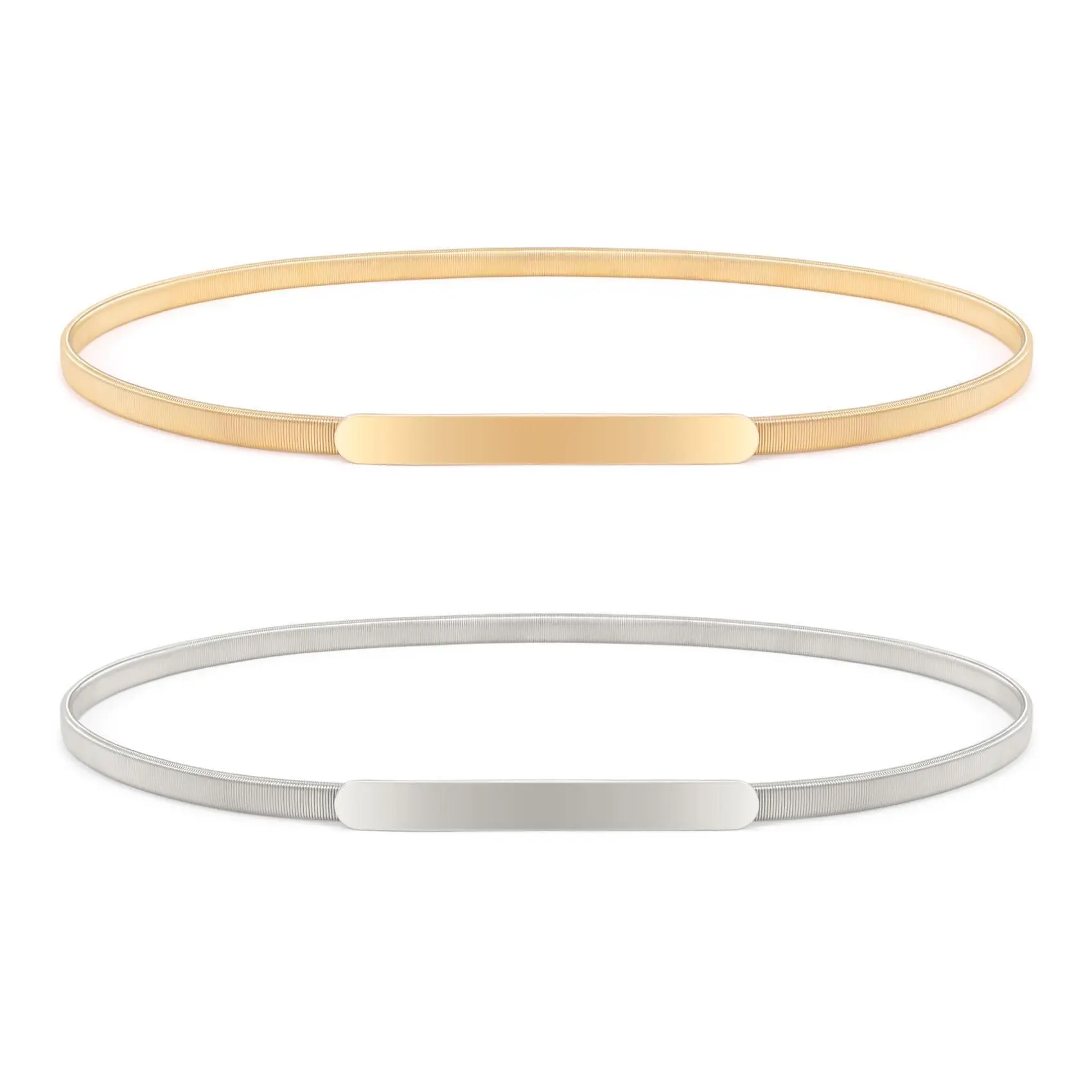 JASGOOD Women Skinny Metal Waist Belt Gold Waistband Elastic Metal Chain Waist Belt for Dress