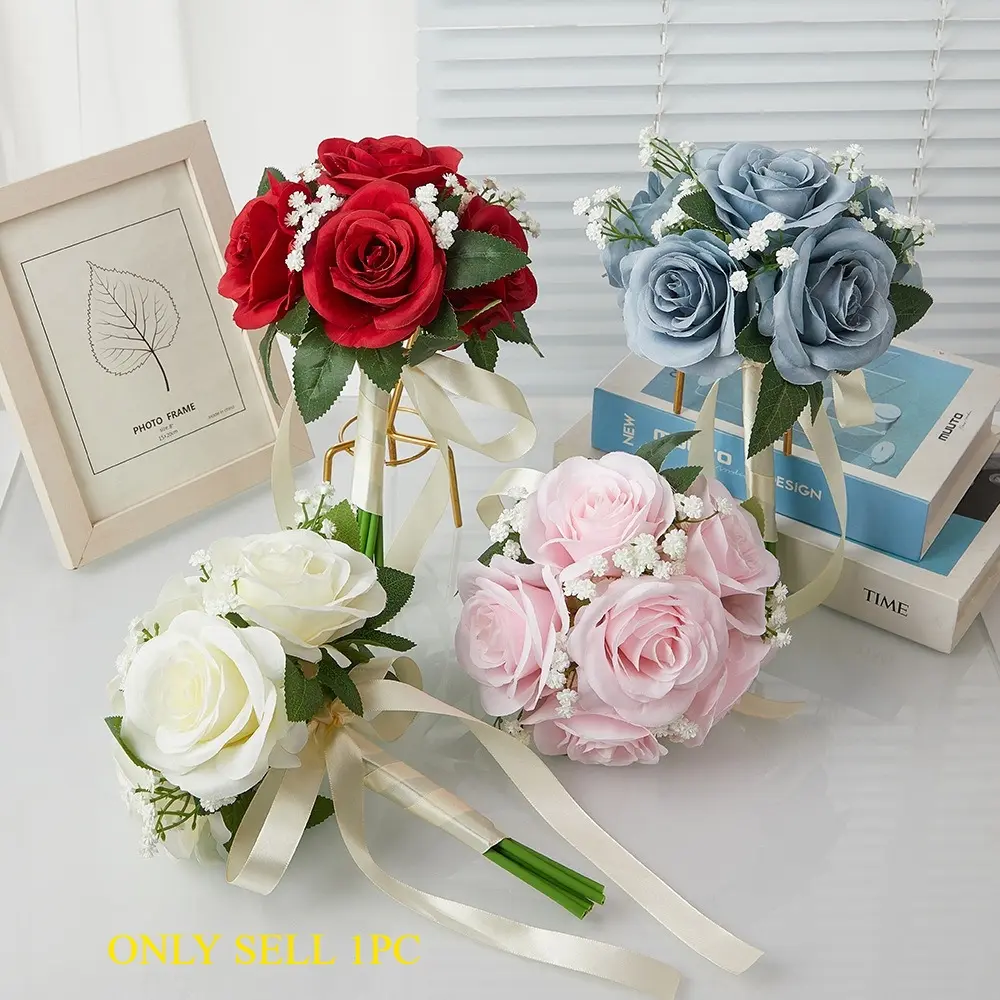 Forest Style Bouquet for Marriage Registration | Elegant Artificial Mini Flower Bouquet, Decorative Flowers, Photo Prop for Brides & Bridesmaids Wedding Shoot