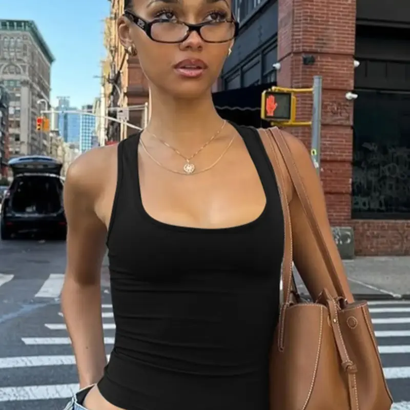 Women's Solid U Neck Tank Top, Basic Casual Everyday Top, Casual Fashion Sleeveless, Casual Sleeveless Top for Daily Wear, Fit, Ladies Clothes for All Seasons, Chic, Womenswear