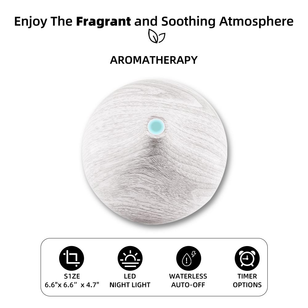 Wood Grain Aroma Diffuser Humidifier 550ml, Ultrasonic Waterless Fragrance Oil Diffuser with Remote, Essential Oil Aroma Diffuser for Home, Anxiety & Flower Humidifier, Air Purifier, Quiet, Auto Shut Off, 6 Oil Bottles Included d is ff use