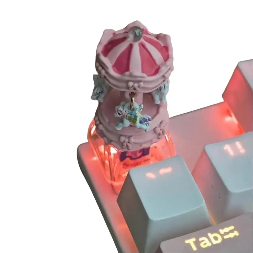 Handmade Resin Unicorn Keycap with 3D Pink Carousel Design, Cute ESC Replacement for Cherry MX Switches, Pastel Desk Aesthetics, Esc Keycaps, Resin Base, 3D Carousel Design, Cute Handmade, Keyboard Customization Gift For Her, Fairycore, Pc, Pc Accessories