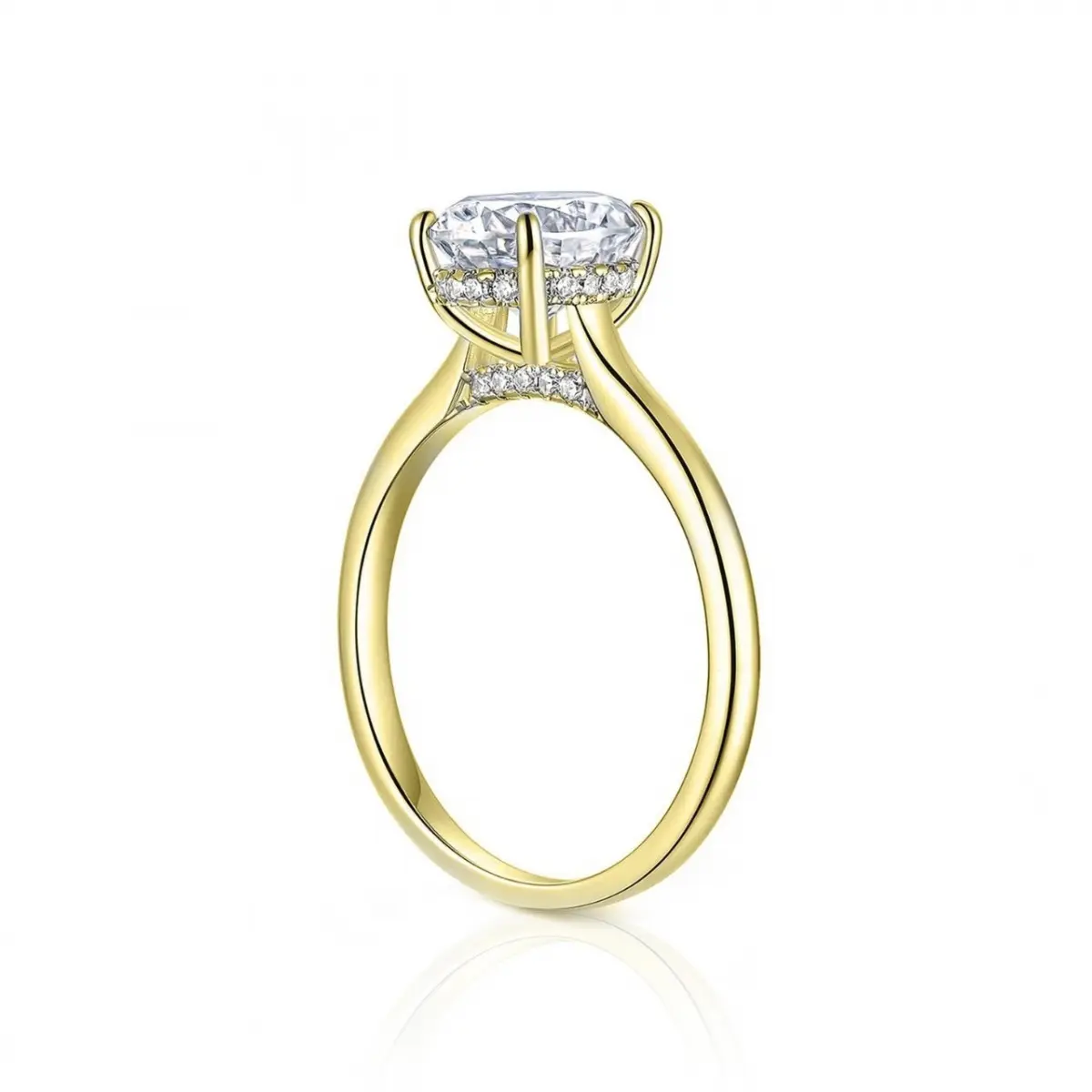 5A Grade Super Shiny Oval Cut Cubic Zirconia Ring for Women, 14K Gold Plated Copper Simulated Diamond Ring, Luxury High-end Lightweight Design Jewelry Elegant Glittering Ring Solitaire Oval Ring