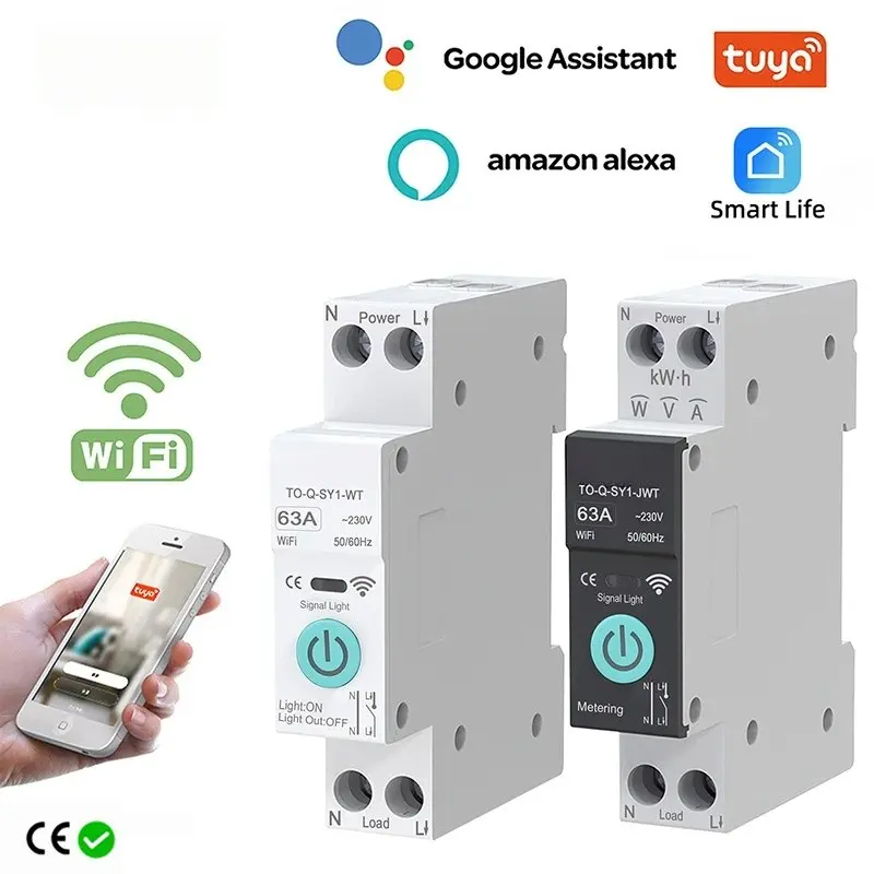 Graffiti Smart 63a WiFi Circuit Breaker Switch, Remote Control Via APP, Intelligent Timing, Energy Monitoring, Home Office Outdoor Use