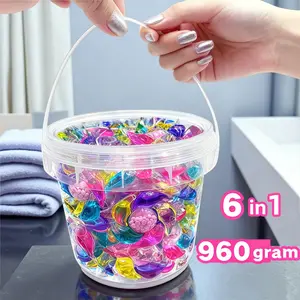 6 in 1 laundry Capsules, 50/120pcs enhanced fragrance Laundry Detergent Beads Detergent Ball 💐👕✨ eco-friendly cleaning, softens clothes, powerful stain removal, disinfection and mite removal, clean and fragrant Scent Booster laundry gel