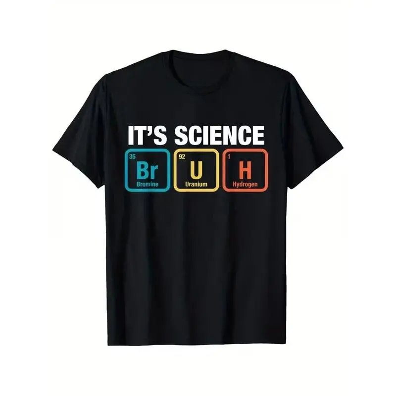 Funny Science Periodic Table Graphic T-Shirt,Crew Neck Casual Geek Nerd Gift Top for Men Women Teens, Spring Summer Daily Wear