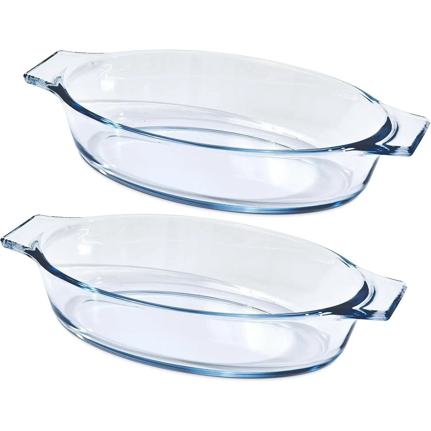 Small Oval Casserole Dishes 2 Pack, 23oz Glass Au Gratin Baking Dish, Individual Baking Pan for Oven Microwave Air Fryer, 1-2 Person Servings, Clear Bakeware Prep Bowls with Handle