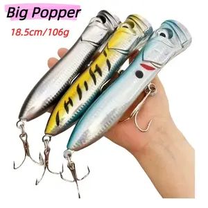 Giant Popper Topwater Lure - 7.28inch/106g Heavy-Duty Saltwater Fishing Look Realistic Popping /Plug - Long Cast for Bass