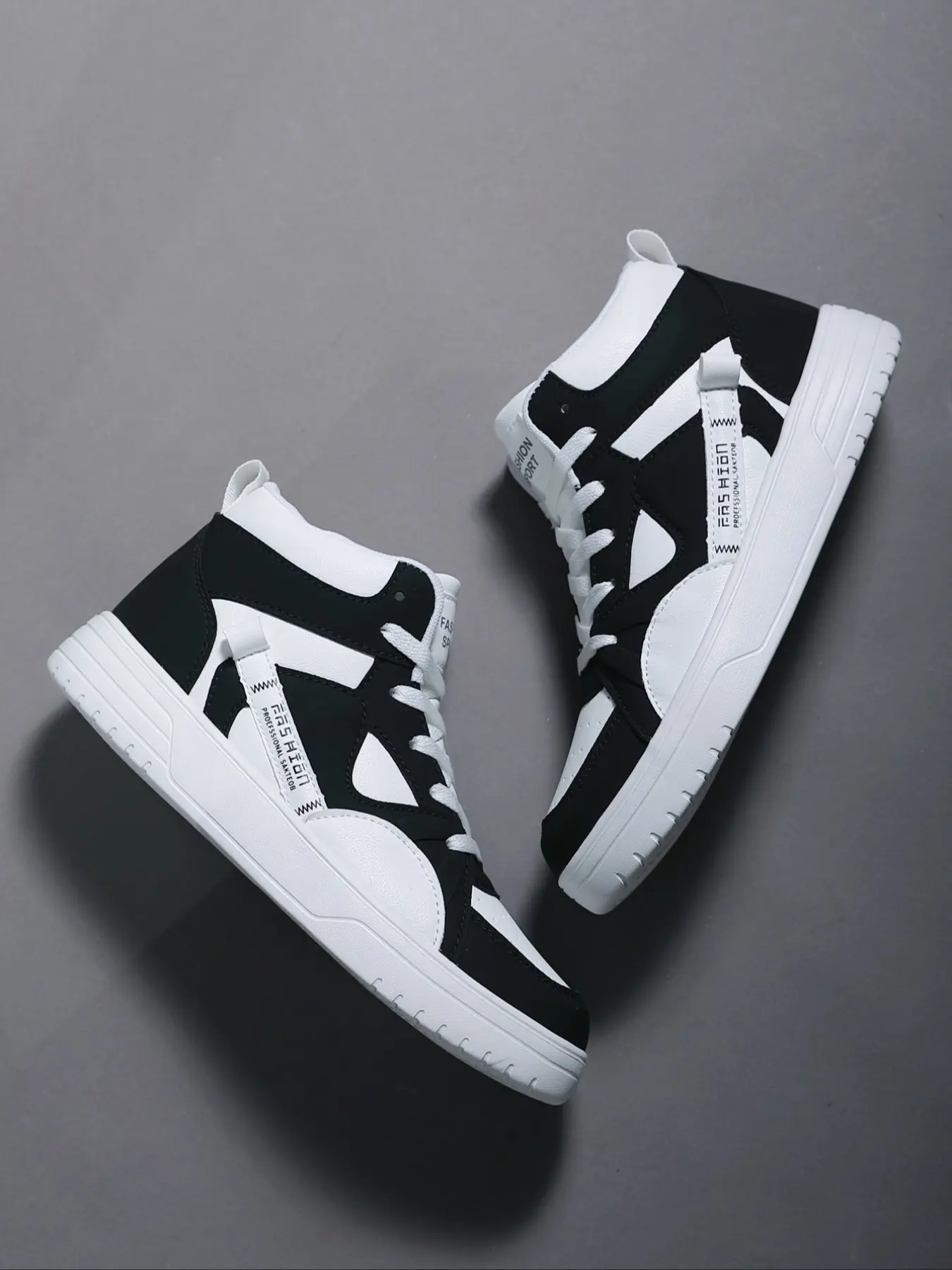 Unisex High-Top Skate Shoes, Sporty Casual Shoes, Patchwork PU Leather, Breathable Soft Lining, Durable Eva Sole, Fall Winter Sneakers