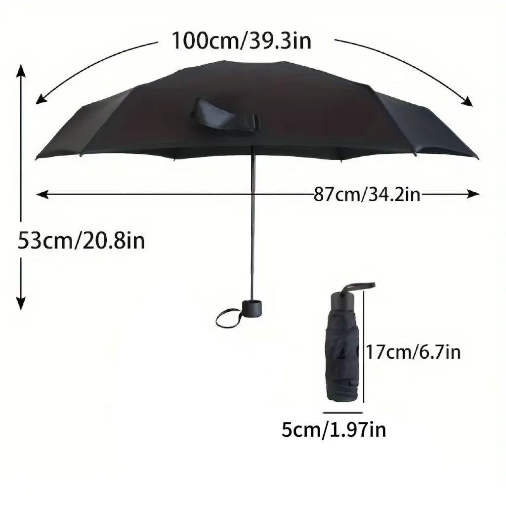 Ultra Lightweight Five-Fold Umbrella With Six-Rib Design, Compact And Portable, Sun Protection And Rain Shield, Ideal Shade Tool For Golf, Travel And Daily Outdoor Activities