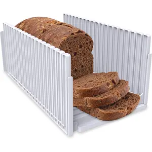 New Upgrade Bread Slicer for Homemade Breads,Bread Slicing Guide Adjustable Width, Foldable Portable Bread Cutter,Perfect Loaf Slices Every Time! Suitability for Homemade Bread, Bagel, Cakes (Clear)