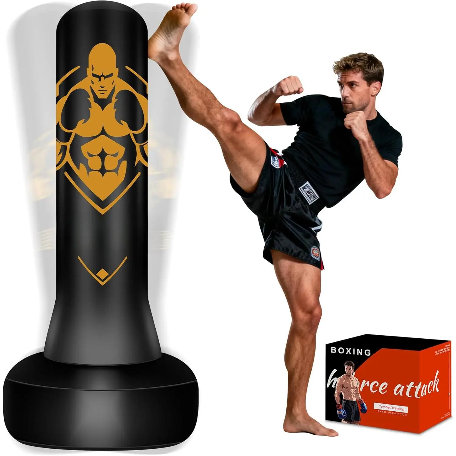 Freestanding Puncing Bags for Adults Teens, Heavy Bag with Stand Boxing Bag with Boxing Gloves, Electric Air Pump, Reflex Ball, 70" Kickboxing Bag for Training MMA Muay Thai Gym chest trainer