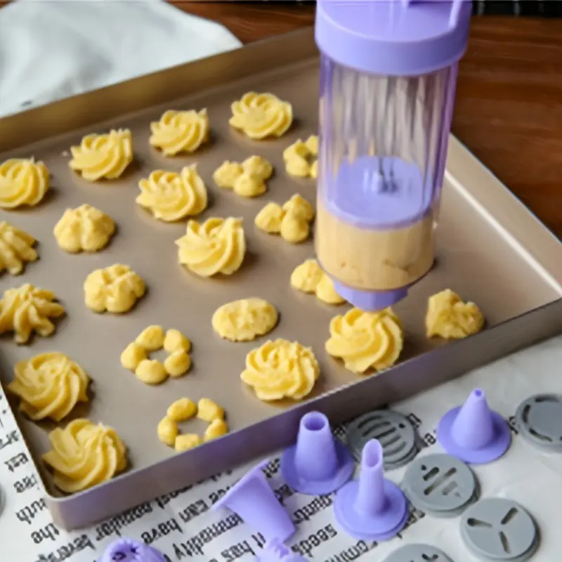 Cookie Press With Decorating Tips, Plastic Cookie Press Gun Kit, Baking Tools, Kitchen Gadgets, Kitchen Accessories, Home Kitchen Items, Cookie Press For Baking