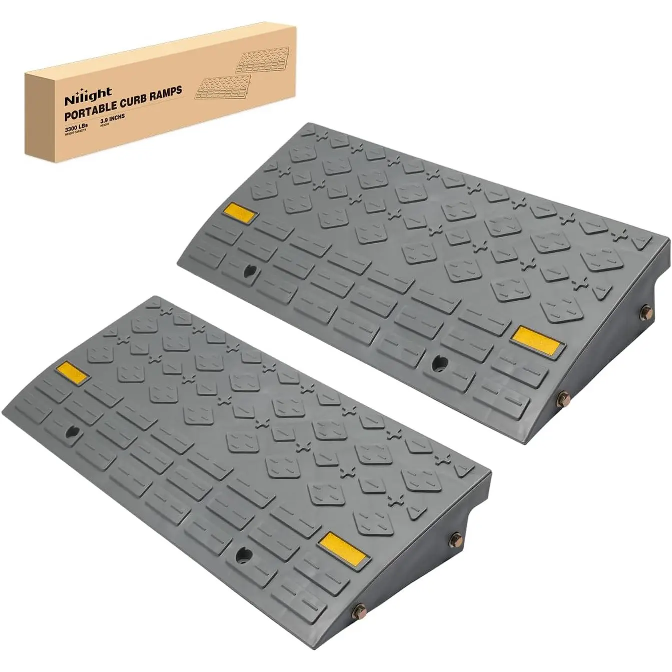 Nilight Curb Ramps 2 Pack, 3.9 inch Rise Durable Plastic Threshold Driveway Step Ramp for Scooter, Bikes, Motorcycle, Dolly, Lawn Mower