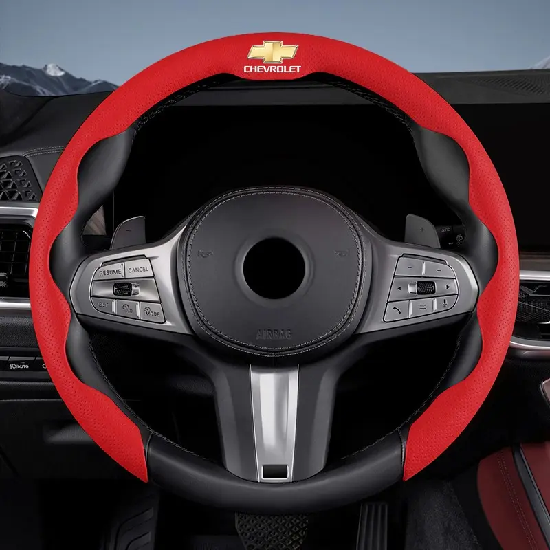 Car Steering Wheel Booster Cover Non-Slip Auto Interior Steer Protector Accessories For Chevrolet Corvette Montana TrailBlazer Silverado Traverse Camaro Suburban Equinox Bolt Cruze Malibu Colorado Trax SS Spark Captiva Onix Spin Impala Cobalt