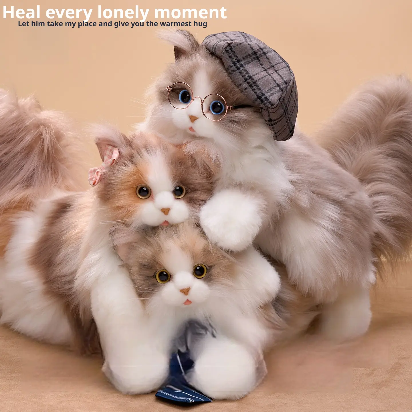 New Poseable Realistic Fluffy Animal Shaped Plush Cat Backpack with Internal Frame - Ideal for Gifting, Fluffy Backpack, Animal Shaped Backpacks