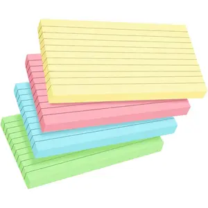 100 Count Colored Index Cards 3x5 Inch Ruled Flashcards Notecards 4 Color (25 Sheets Each) Lined Study Card Portable Note Taking for School Office Home