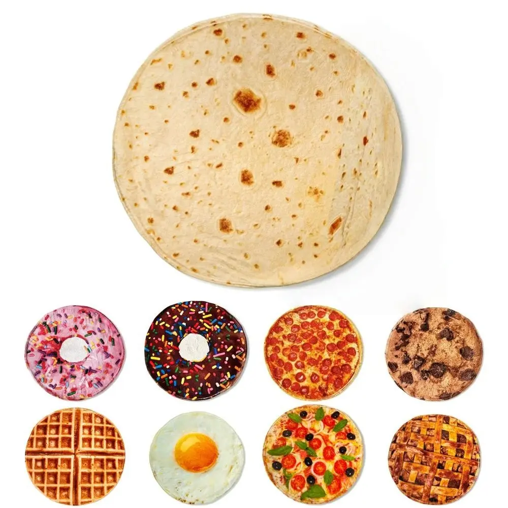 Food Themed Blanket, 1/2 Counts Realistic Donut & Pizza & Tortilla Pattern Throw Blanket, Soft Comfortable Nap Blanket for Home & Office, Cozy Throw Blankets, Blanket Gifts