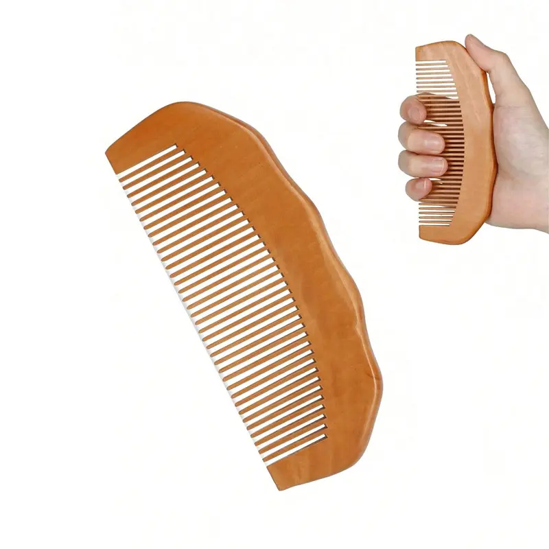 Natural Peach Wood Hair Comb, Sandalwood Scalp Massage Comb for Hair Care & Relaxation, Anti Static Detangling Wooden Comb, Portable Travel Pocket Comb for Women Men Daily Use Home Spa Gift