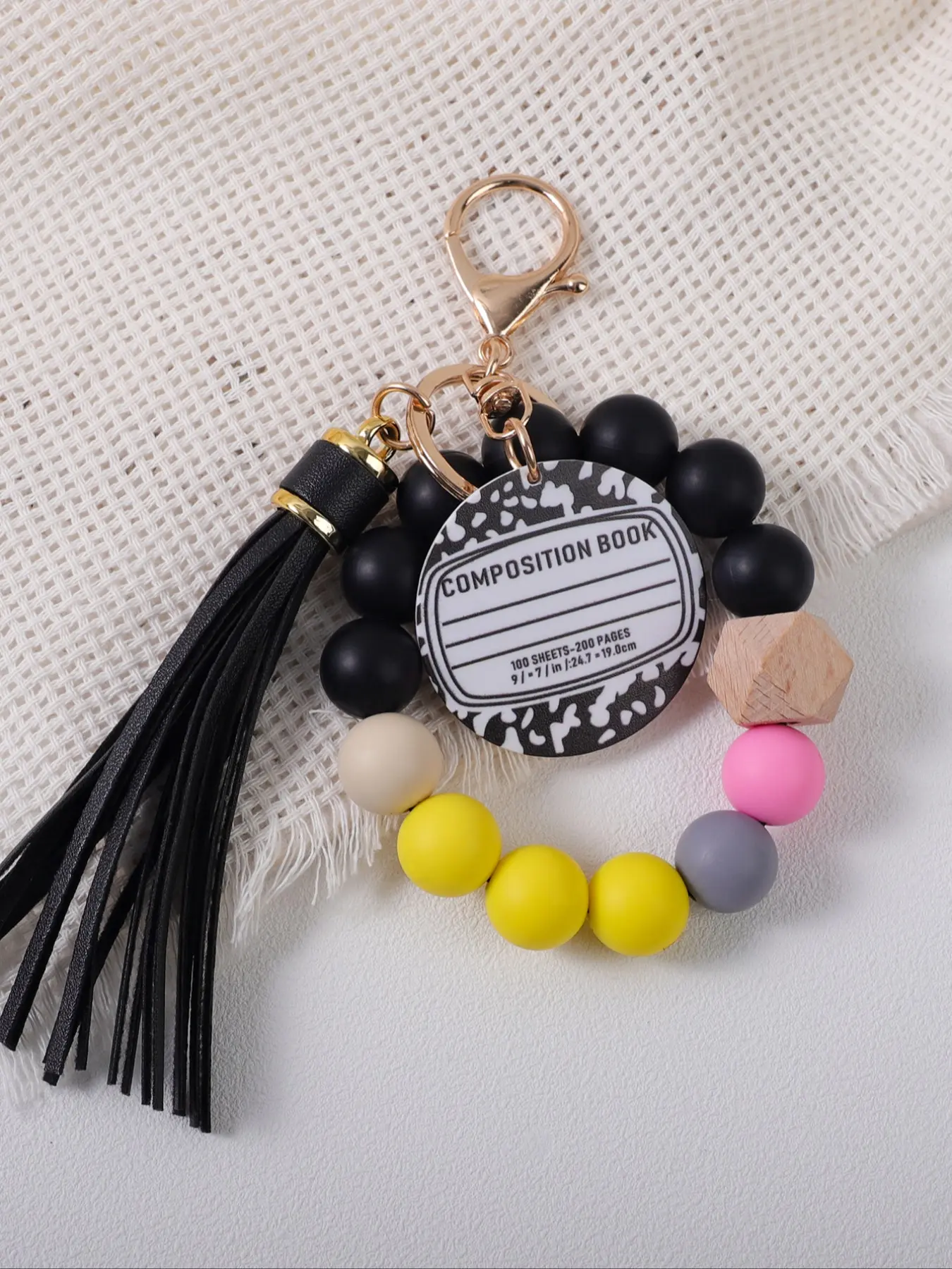 1/4pcs Campus Style Beaded Wrist Keychain, Cute Keychain, Bright and Vivid Color, School Element Jewelry, Perfect Gift for Friends, Teachers, Graduates