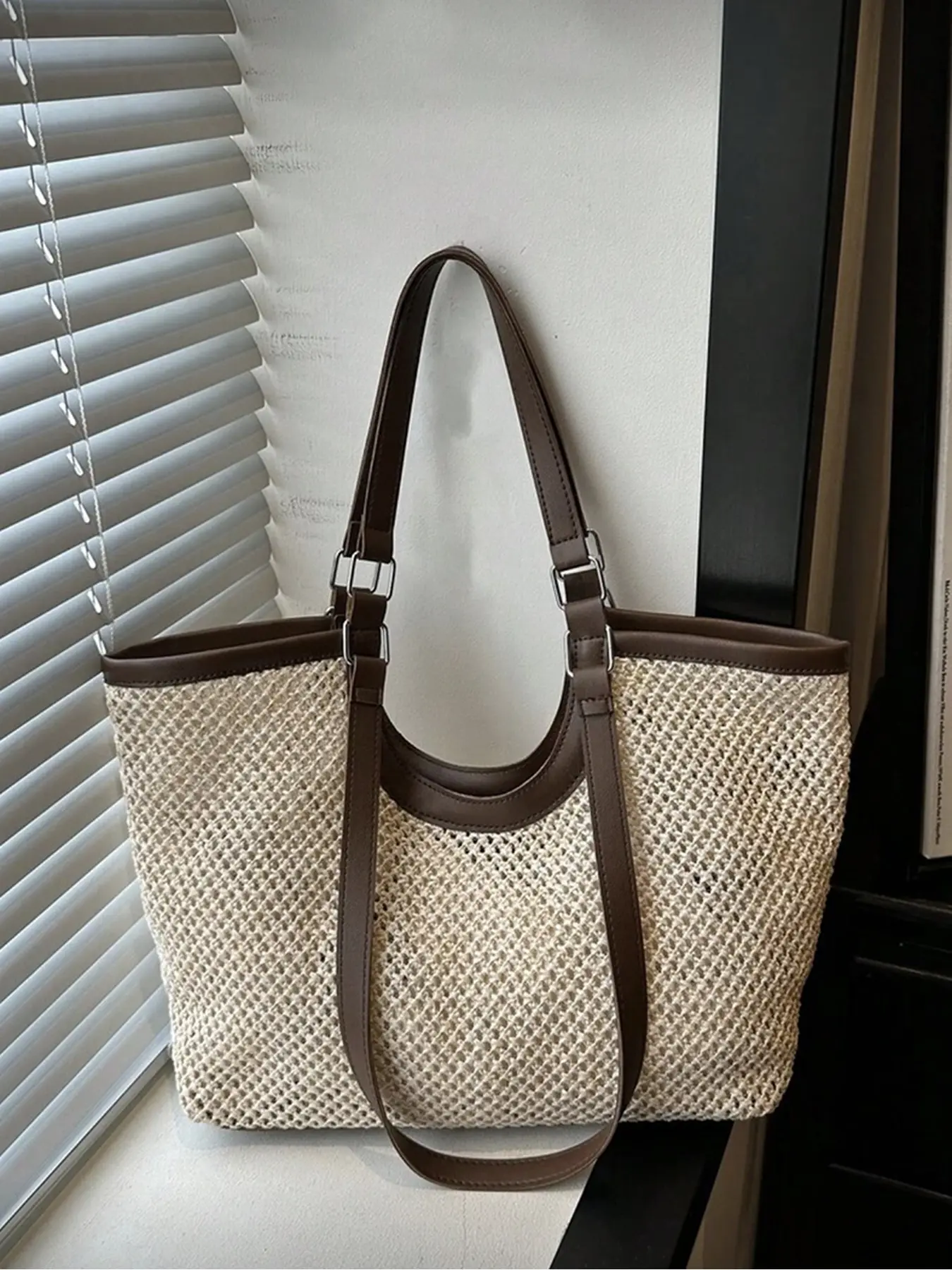 Summer Straw Handbag Large Capacity Casual Tote Bag Beach Vacation Shopping Daily Versatile Handwoven Bag