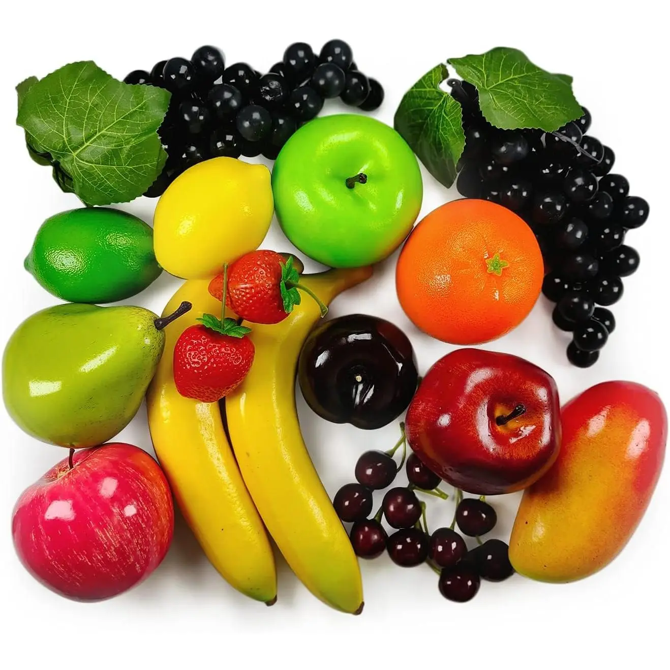 Artificial Fruits Pack,  Fruits for  Decor,  Fruit Set, Party Chirstmas Decortion, Fruit Modle for Photoshoot,  Strawberry, Mango, Bananas.  20 count/Set