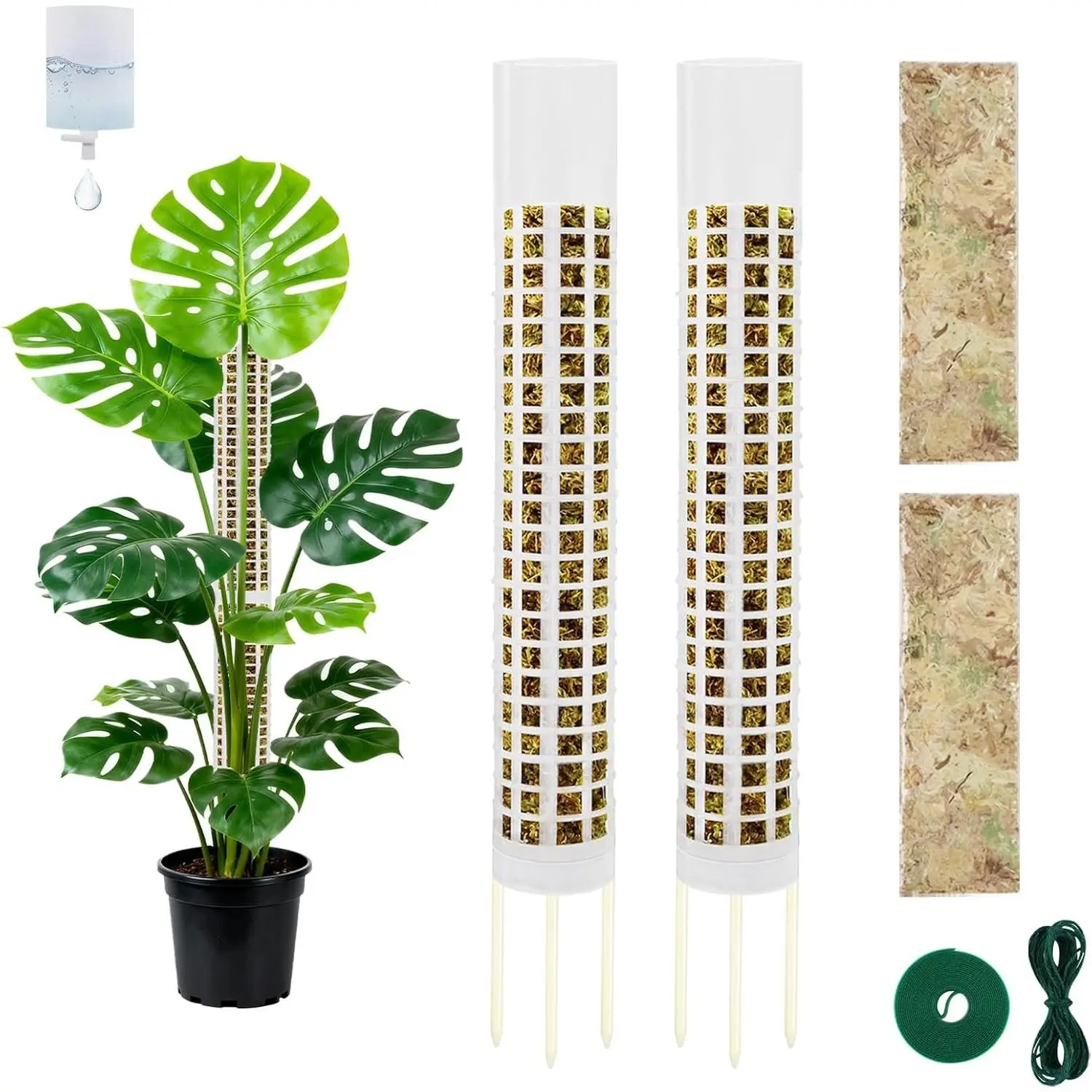 Moss Pole Monstera Plant Support, 2Pack 17 Inch Self Watering Moss Pole for Climbing Plants, Stackable & Refillable Plastic Moss Poles for Garden Potted Planter, Pothos