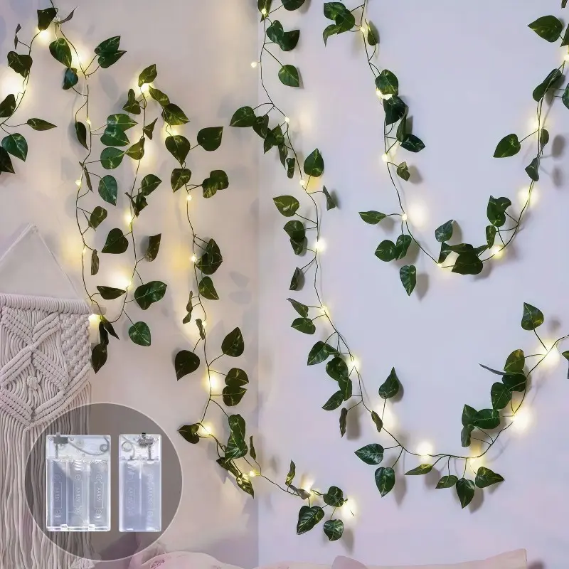 Battery Powered Green Ivy Leaf LED String Lights, Artificial Ivy Vine Strip Light, Led Lighting, Suitable for Indoor Decoration, Weddings, Homes, Festivals, Party Decoration