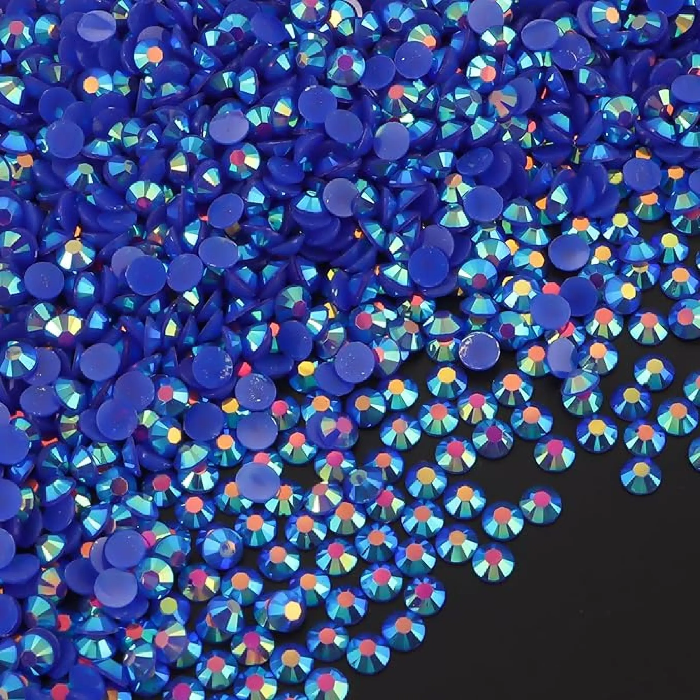 2000/5000pcs 3-4mm Deep Sapphire Blue Resin Rhinestones, Round Jelly Gemstones Shining Rhinestone for Accessories, Shoes, Clothes, Cosmetics, Bags, Decoration