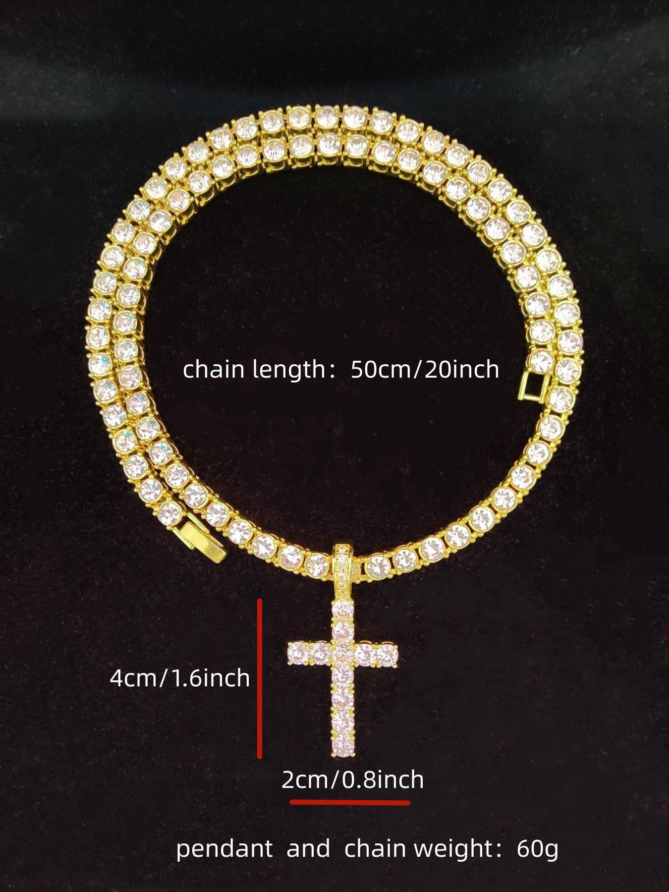 Unisex Easter Rhinestone Cross Pendant Necklace, Hip Hop Necklace, Fashion Elegant All-match Stainless Steel Jewelry Accessories