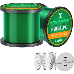 Pro Monofilament Fishing Line with Knot Instruction Cards for Multi Purpose Cost Effective, Strong Yet Thin Nylon String for Big Fishes, Tangle-Free & UV Resistant, 15/20/30/50/80LB