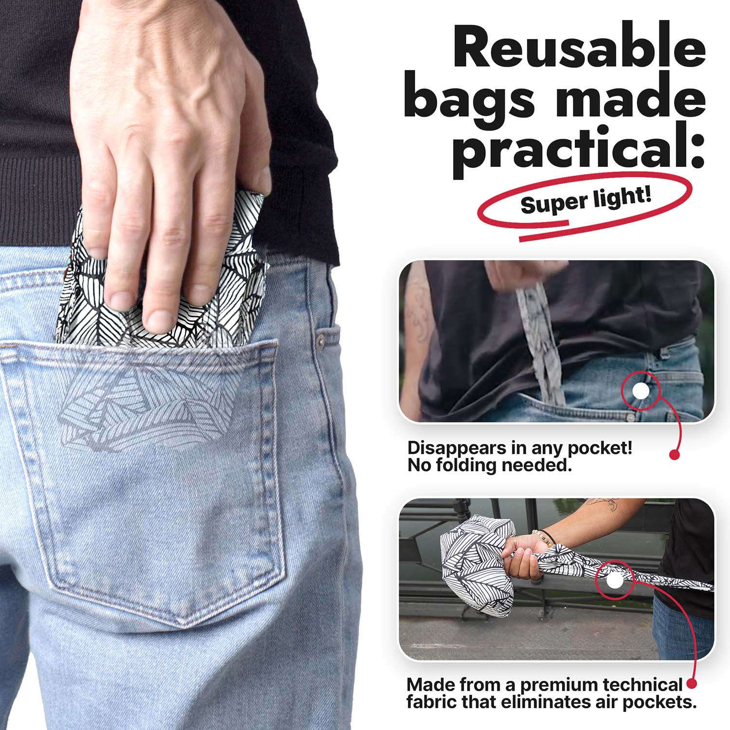 Nanobag Daypack - Ultralight Foldable Backpack for Traveling and Compact Mini Hiking Pack for Men & Women, Reusable Collapsible