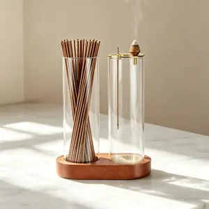 3-In-1 Incense Burner for Sticks and Cones, Backflow Incense Holder with Glass Ash Catcher, Sticks Organizer for Meditation and Yoga