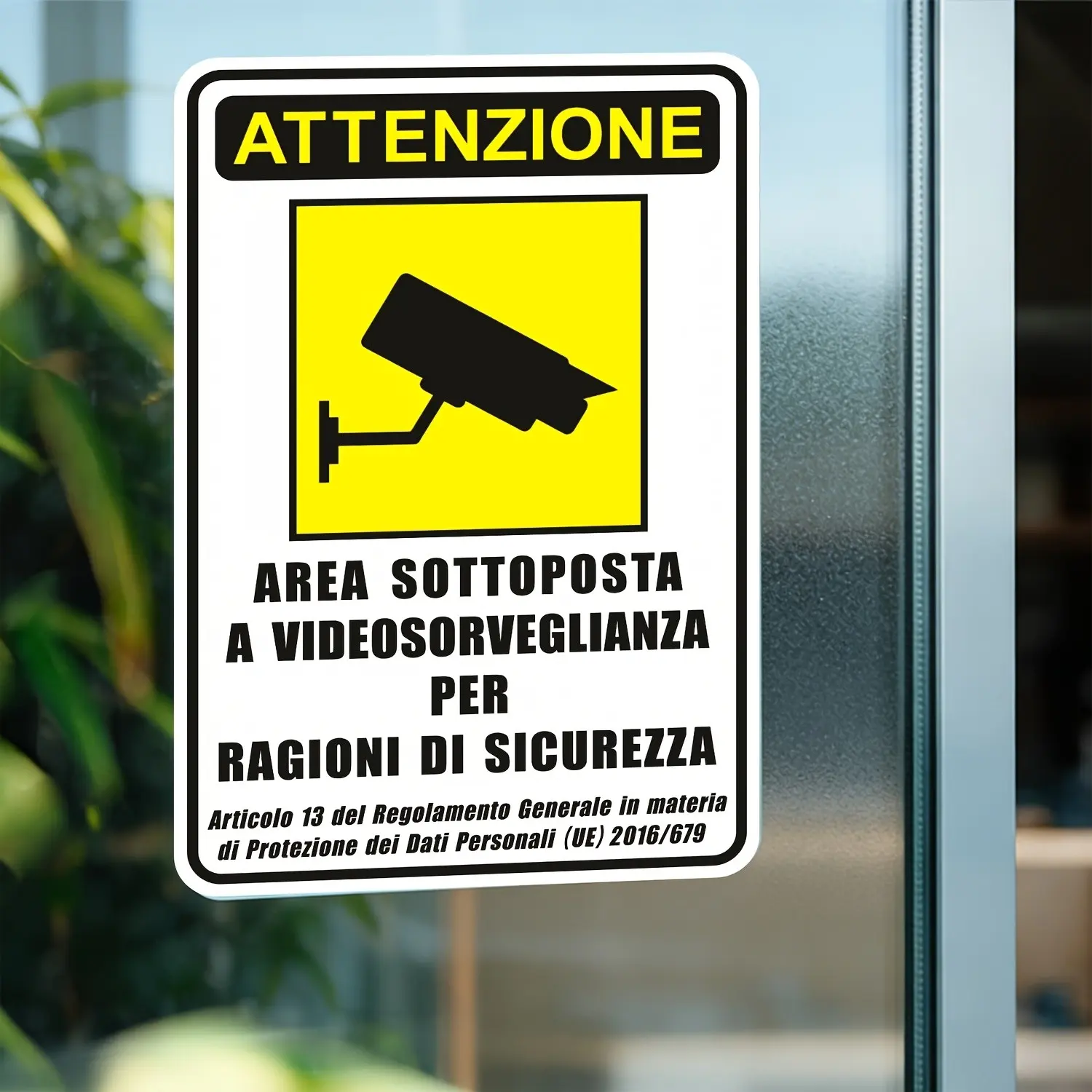 Italian Language Surveillance Area Sticker, Video Monitoring Safety Warning Sticker, Waterproof Adhesive Sticker for Stores, Factories, Properties, 3pcs