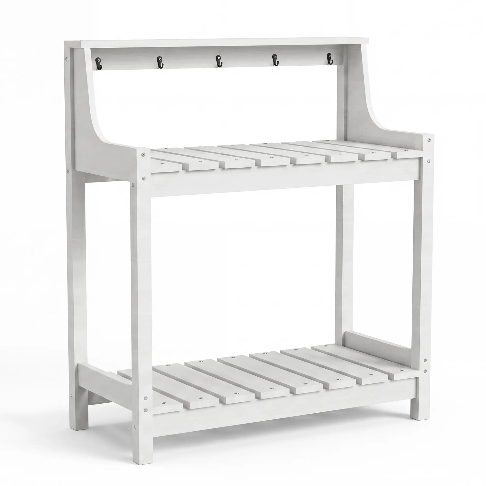 ARCH Grey HDPE Plastic Multi-Tiered Outdoor Potting Bench Table, 43.3" Tall Ergonomic Garden Workstation with Storage Shelves, Wood-Grain Texture, Easy Clean, UV-Resistant, 220 lbs Capacity for Patio Backyard