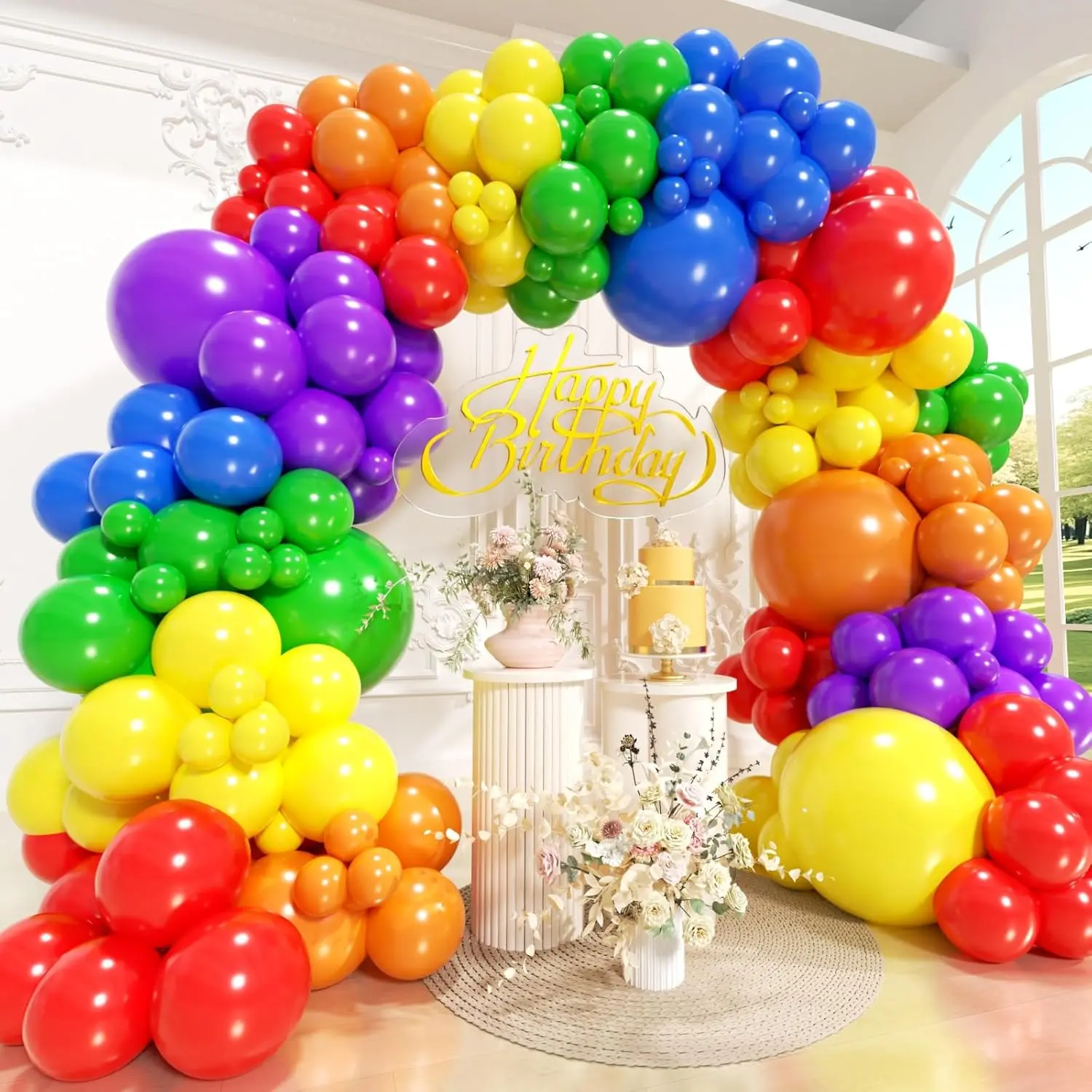 Rainbow Balloons Arch Kit 120 count,  Colorful Spring Balloon Garland Kit, Different Sizes Latex Balloons for  Shower Wedding  Anniversary Birthday Party Decorations