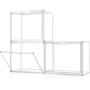 3Pack Clear Plastic Handbag Storage Organizer for Closet, Acrylic Display Case for Handbag and Purse, Purse Organizer for Closet with Magnetic Door for Book, Toys, Hat
