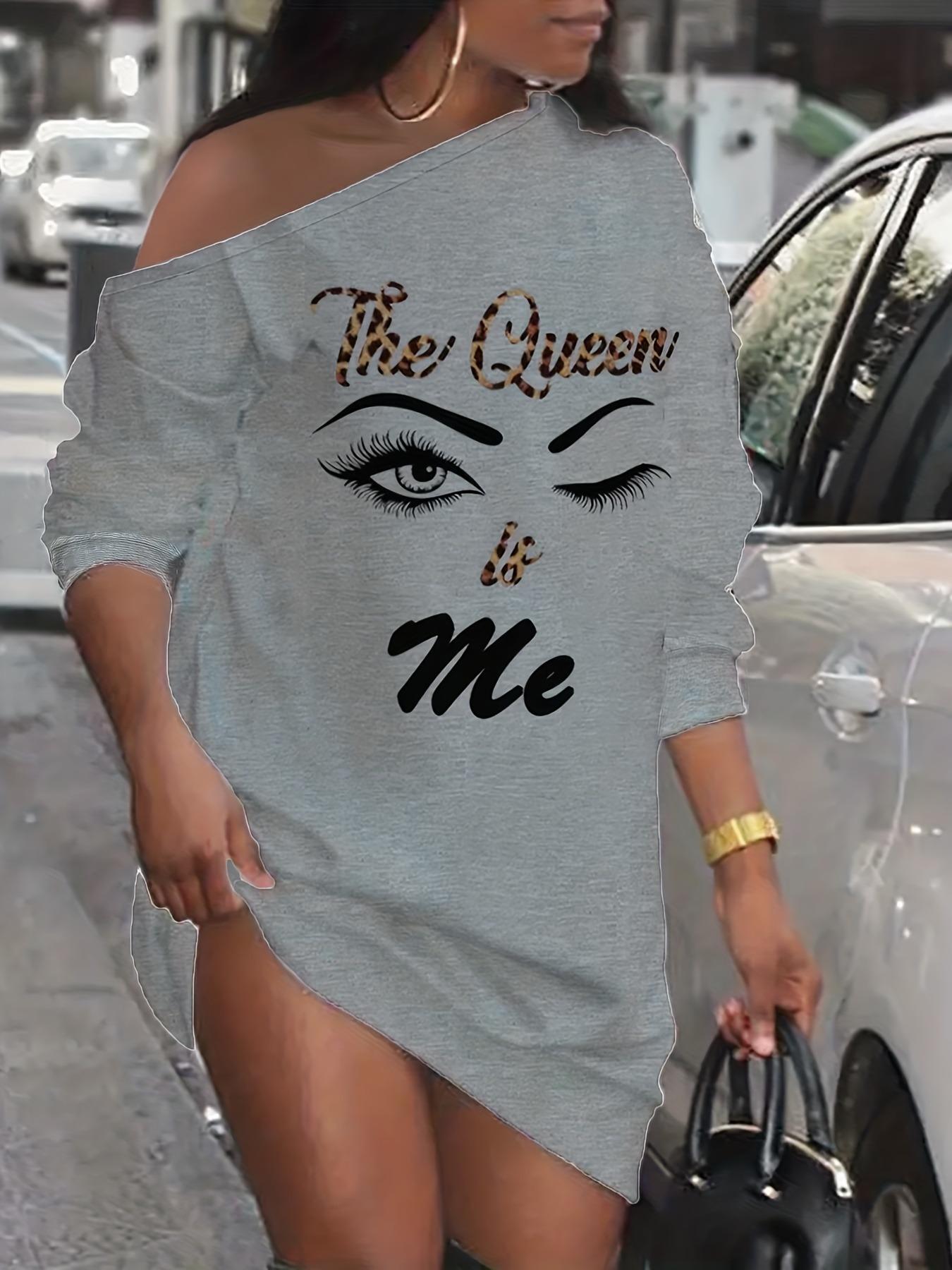 Women's Figure & Letter Print Asymmetrical Neck Long Sleeve Dress, Vintage Girly Chic Clothes, Casual Short Dress, Summer Dresses for Women, Lady Dress for Spring Fall