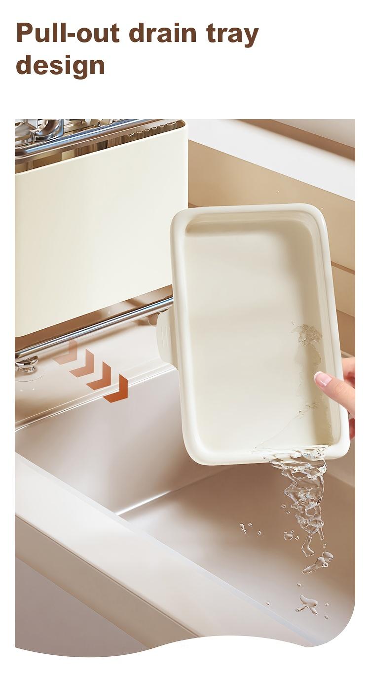 Stainless Steel Knife Organizer, a White Multifunctional Countertop Kitchen Storage Rack for Storing Knives, Cutting Boards, And Cutlery, Featuring a Draining Tray, Designed to Be Durable And Space-Saving