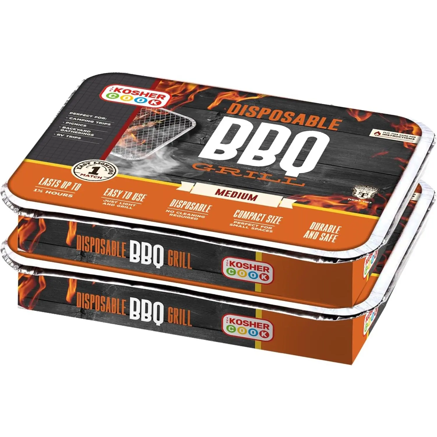 The Kosher Cook Disposable Charcoal Grill - Ready To Use Portable Bbq Grill - Easy To Light Portable Charcoal Grill Kosher - 2 PackGift.