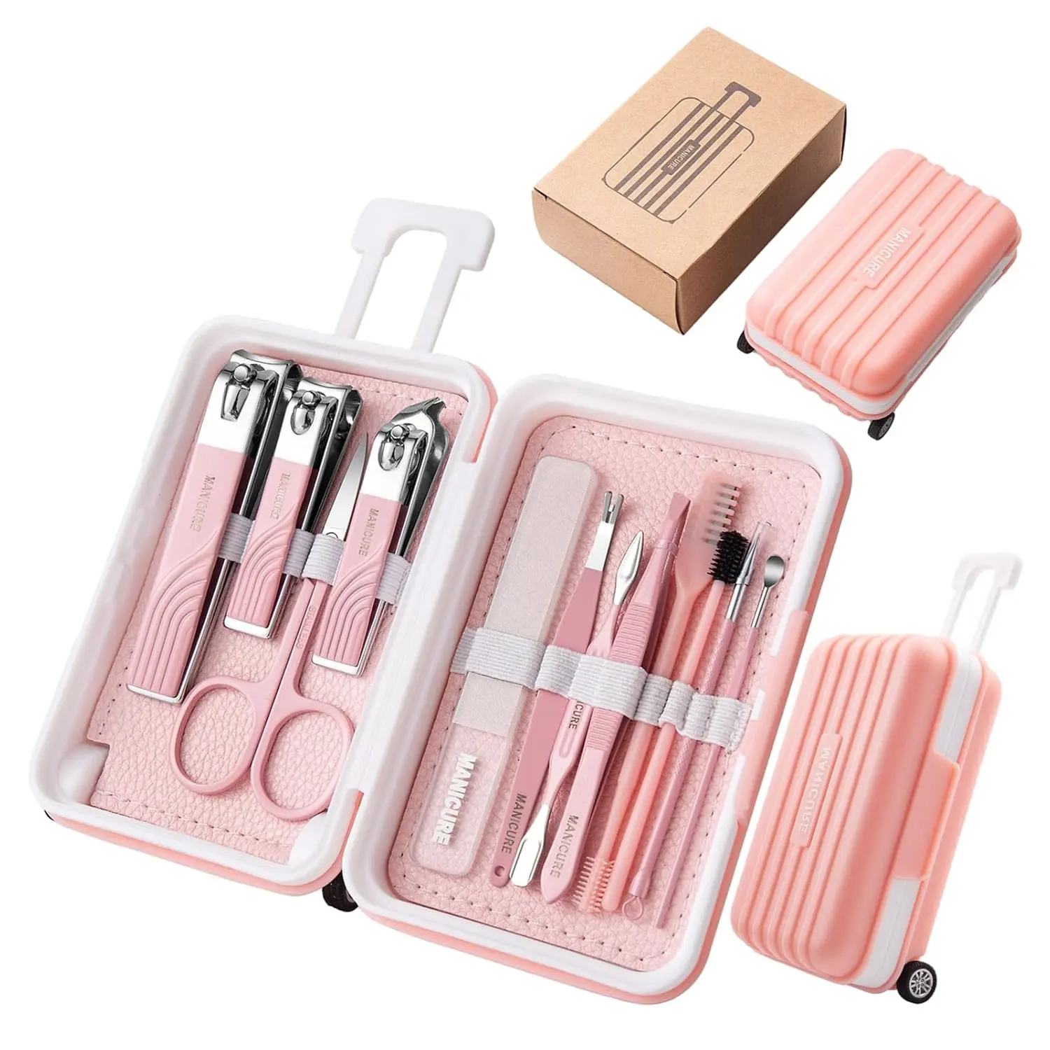 【Clearance Sale | Limited Quantities Available】12-in-1 Professional Stainless Steel Nail Care Salon Multi-Tool Kit, Travel Grooming Manicure & Pedicure Kit with Storage Organizer Box, Foot Kit