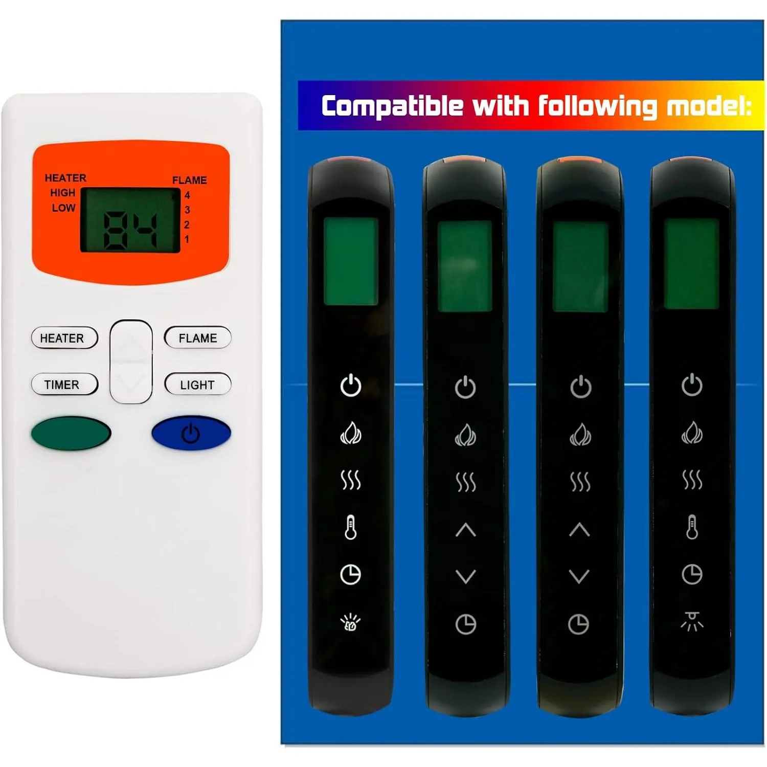 Remote Control for HHT Simplifire Electric Fireplace SF-ALL40-BK SF-ALL48-BK SF-ALL60-BK SF-ALL84-BK SF-ALLP50-BK SF-ALLP60-BK SF-ALLP72-BK SF-SC43-BK SF-SC55-BK SF-SC78-BK