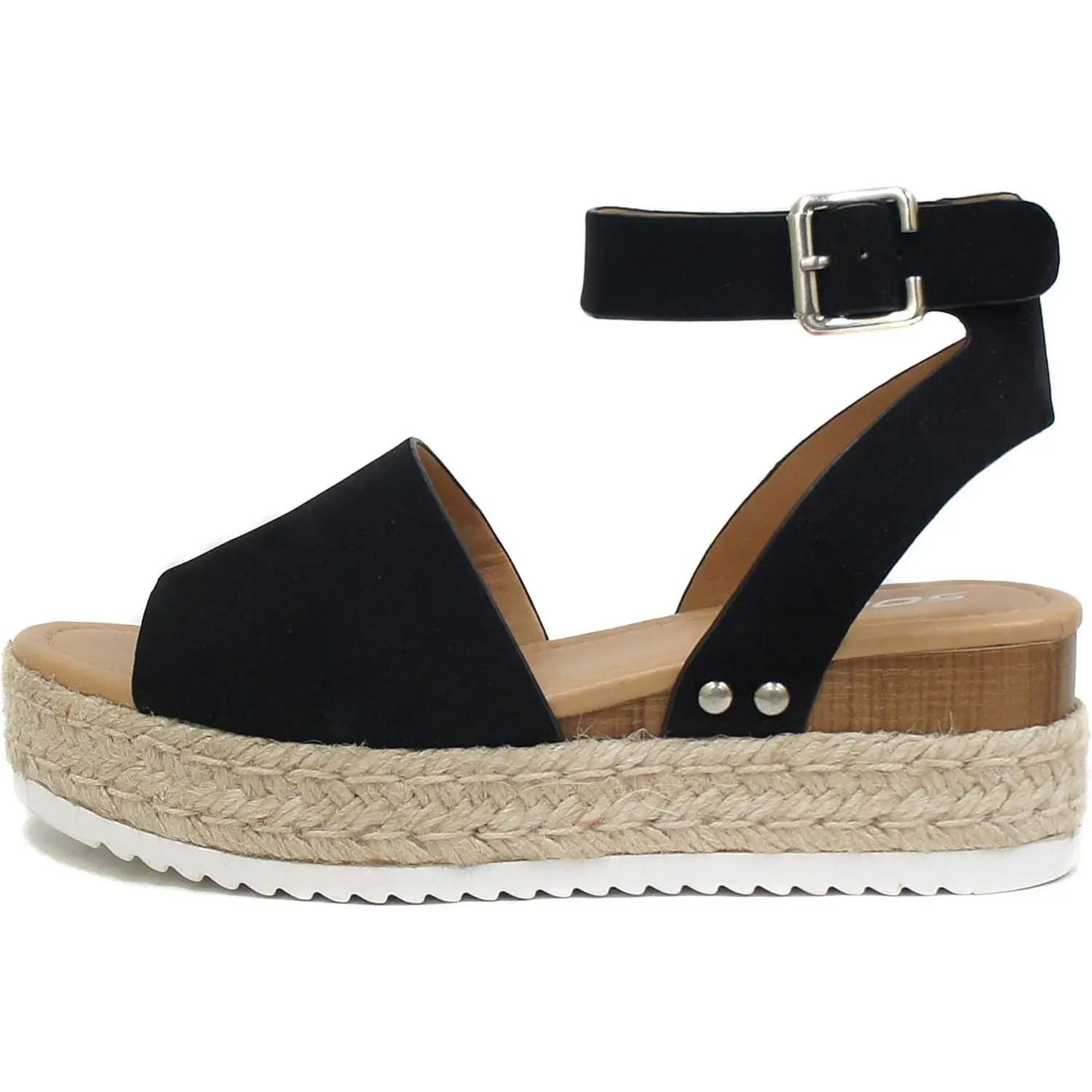 Open Toe Buckle Ankle Strap Espadrilles Flatform Wedge Casual Sandal