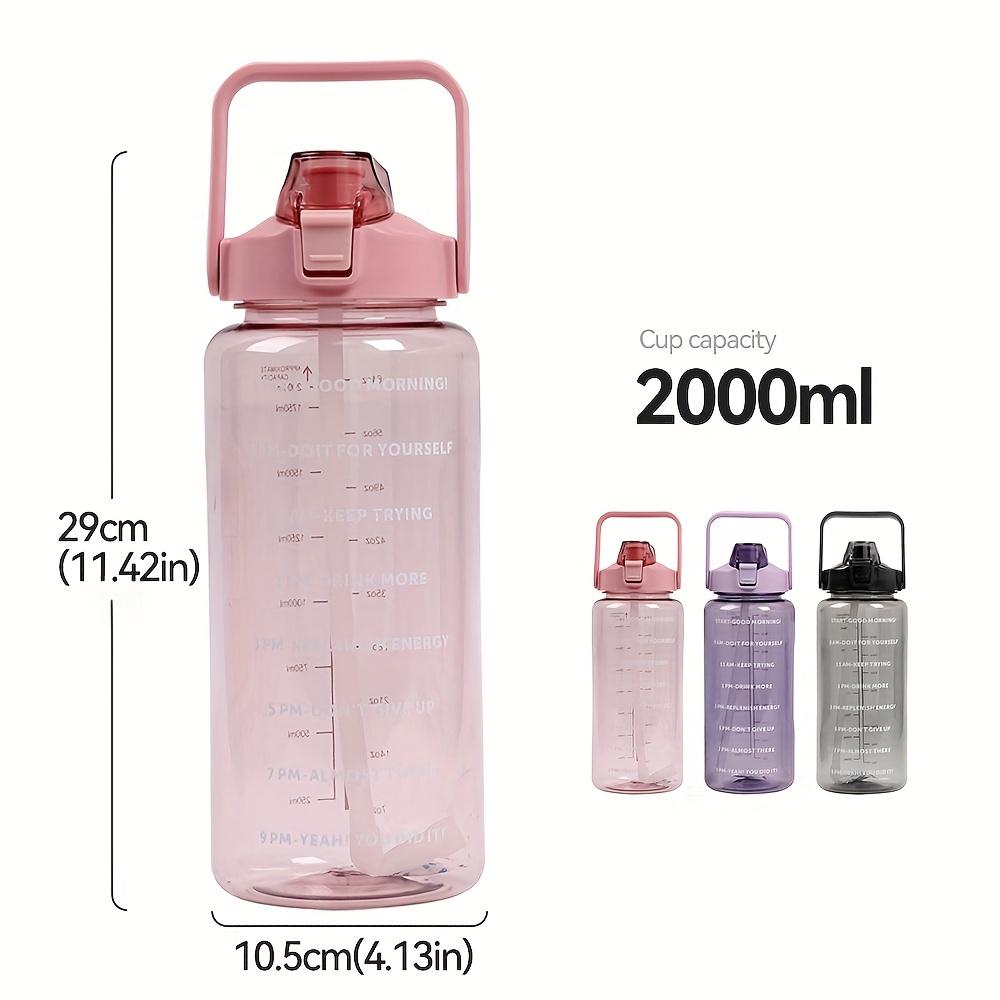 67.63 Oz Portable Water Bottle with Straw, Large Capacity Fitness Drink Bottle with Time Markers, Sports Drinking Bottle, Ideal for Outdoor Sports and Holidays