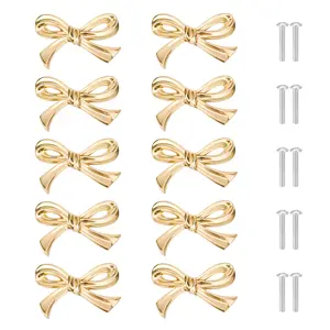 ✨ 10/8 Pcs Gold Bow Drawer Knobs – Elegant Butterfly Knot Cabinet Pulls, Cute Zinc Alloy Handles for Dresser, Kitchen & Bathroom, with Screws