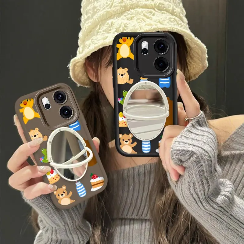 2pcs( Cartoon animals phone Case+Stand) For OPPO Reno15Pro/Reno14Pro/Reno14/Reno 15C/Reno10Pro/Reno10/Reno11F/Reno11Pro/Reno13F/Reno13Pro/Reno14F/Reno12FS/Reno12 Pro For A58x/A54s/A57e/A58/A77s/A78/A78/A93/A94/A60/F25 Pro/F27/F17Pro/F21 Pro Phone Case