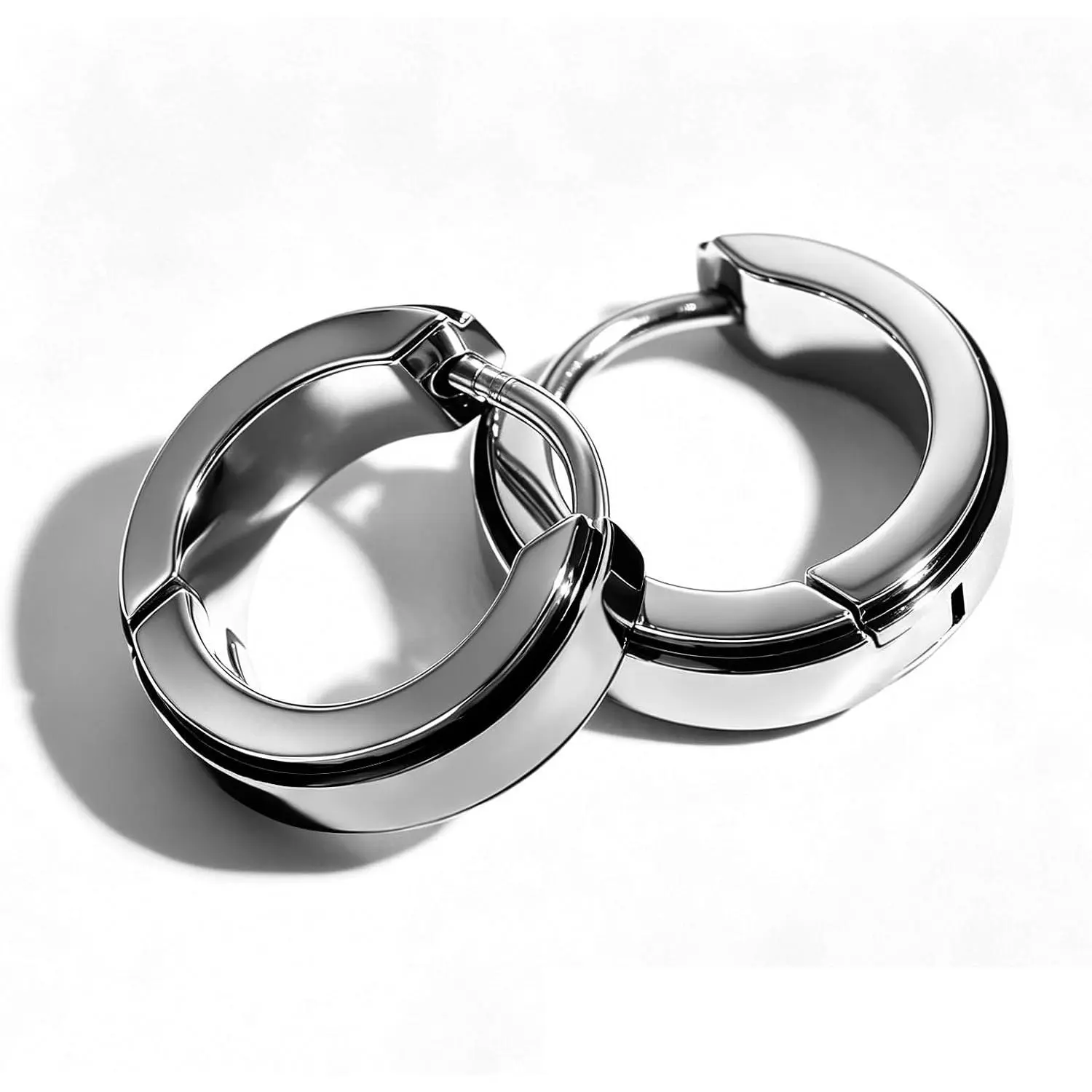 TGNEL Classic Titanium Hoop Earrings for Sensitive Ears, Small Unisex Style with Brushed Step Edge, Nickel-Free Jewelry for Daily Wear