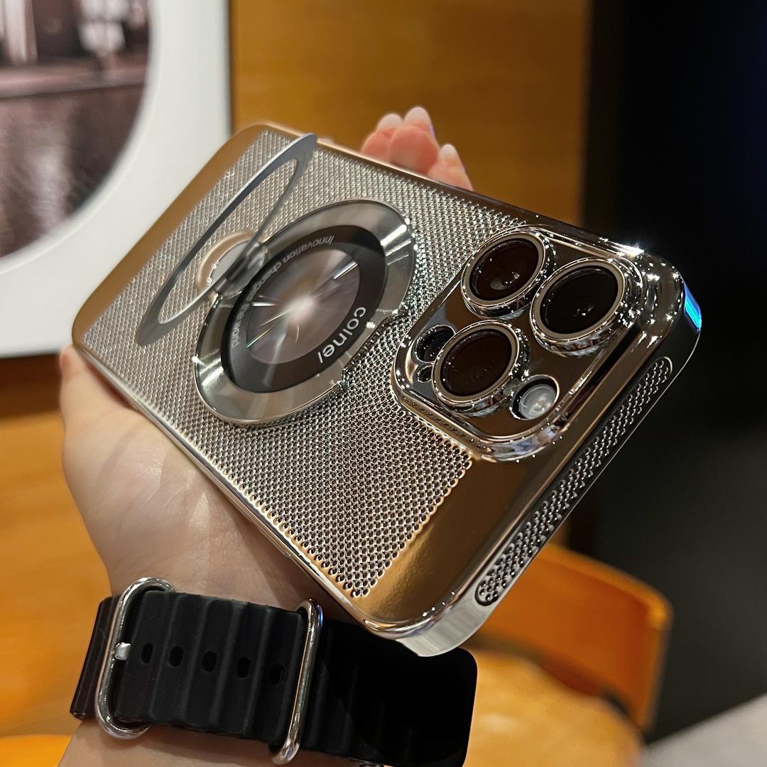 Suitable for iP16promax all-round heat dissipation 360° Magnetic Stand iP15 Honeycomb Design Magnetic Ultra-Thin Phone Case 14/13/12 Screen Protector Suitable for iP16promax all-round heat dissipation 360° Magnetic Stand iP15 Honeycomb Design Magnetic Ultra-Thin Phone Case 14/13/12 Screen Protector