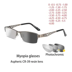 Photochromic Eye Glasses Men Women Myopia Eyeglasses Finished Glasses Students Short Sight Eyewear 0 -0.5 -1 -1.25 -1.5 -1.75 -6