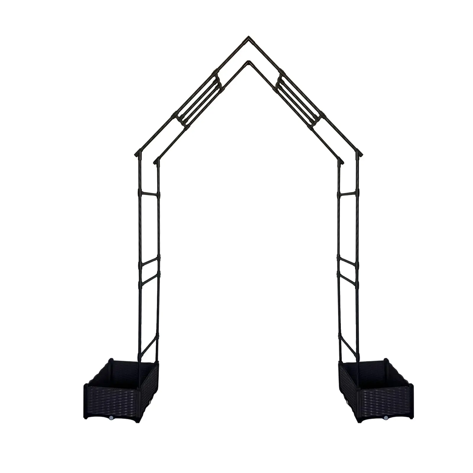 Weather-Resistant Metal Garden Arbor Trellis with 2 Planter Boxes – 94" Decorative Outdoor Archway for Climbing Plants, Lawn, Backyard, Patio – Sturdy Frame, Easy Assembly